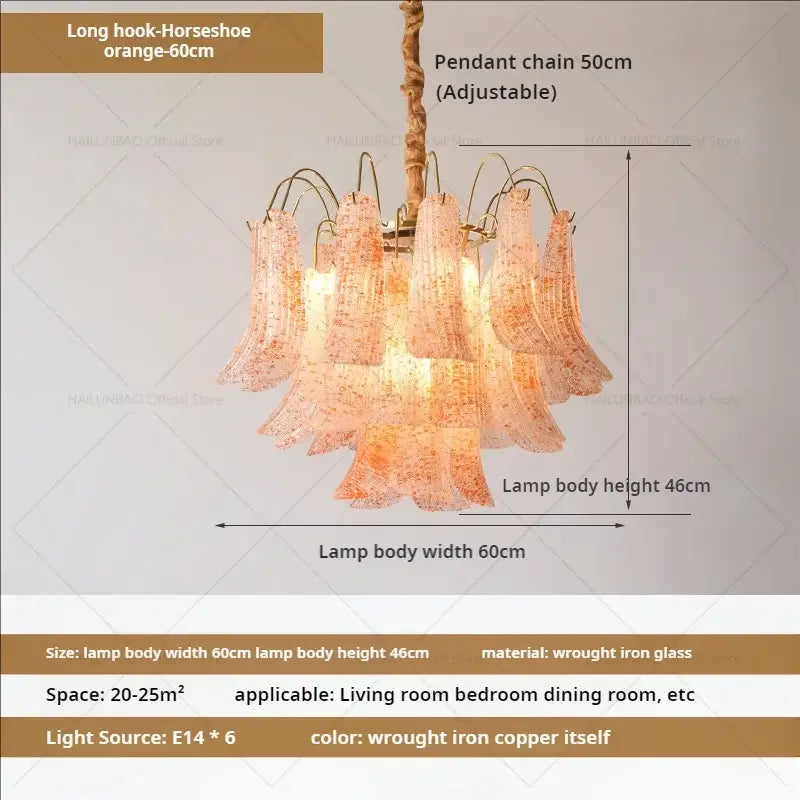 French light luxury pastel glass crystal chandelier dining room