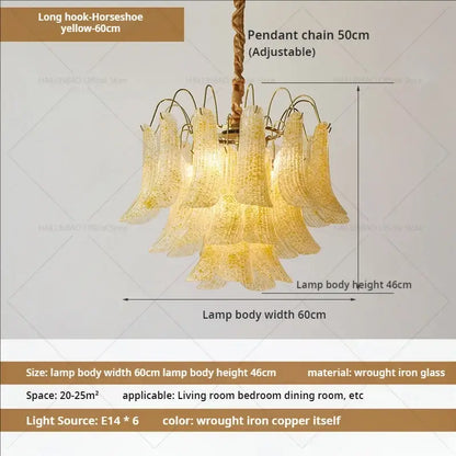 French light luxury pastel glass crystal chandelier dining room