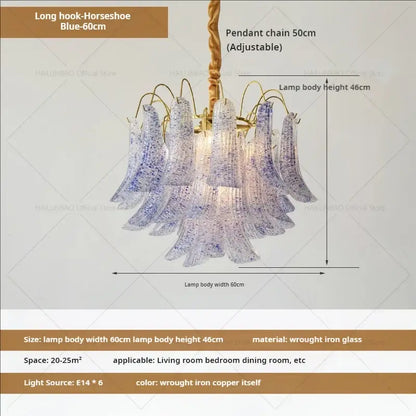 French light luxury pastel glass crystal chandelier dining room
