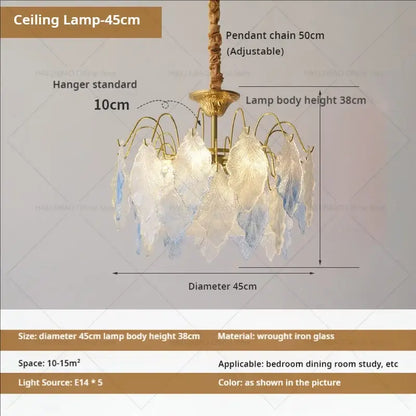 French light luxury pastel glass crystal chandelier dining room