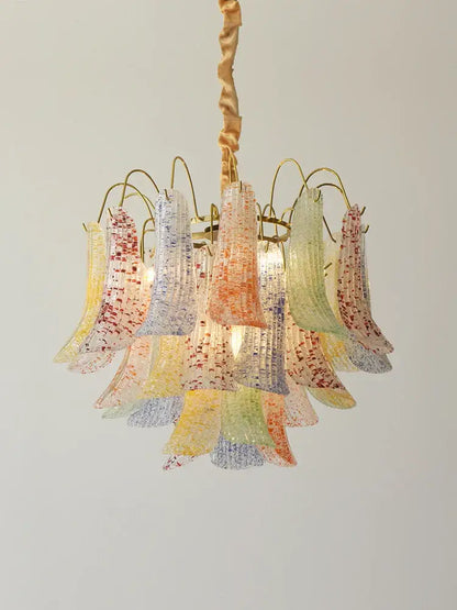 French light luxury pastel glass crystal chandelier dining room