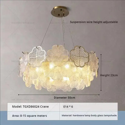 French modern gold crystal chandelier living room glass petal light