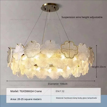 French modern gold crystal chandelier living room glass petal light