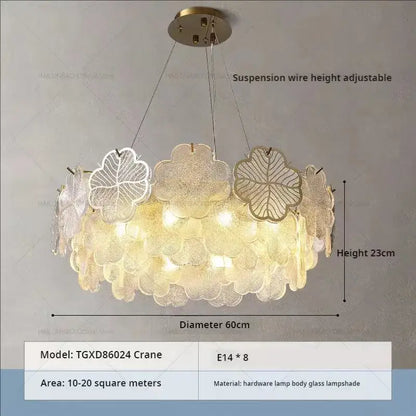 French modern gold crystal chandelier living room glass petal light