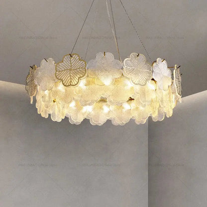 French modern gold crystal chandelier living room glass petal light