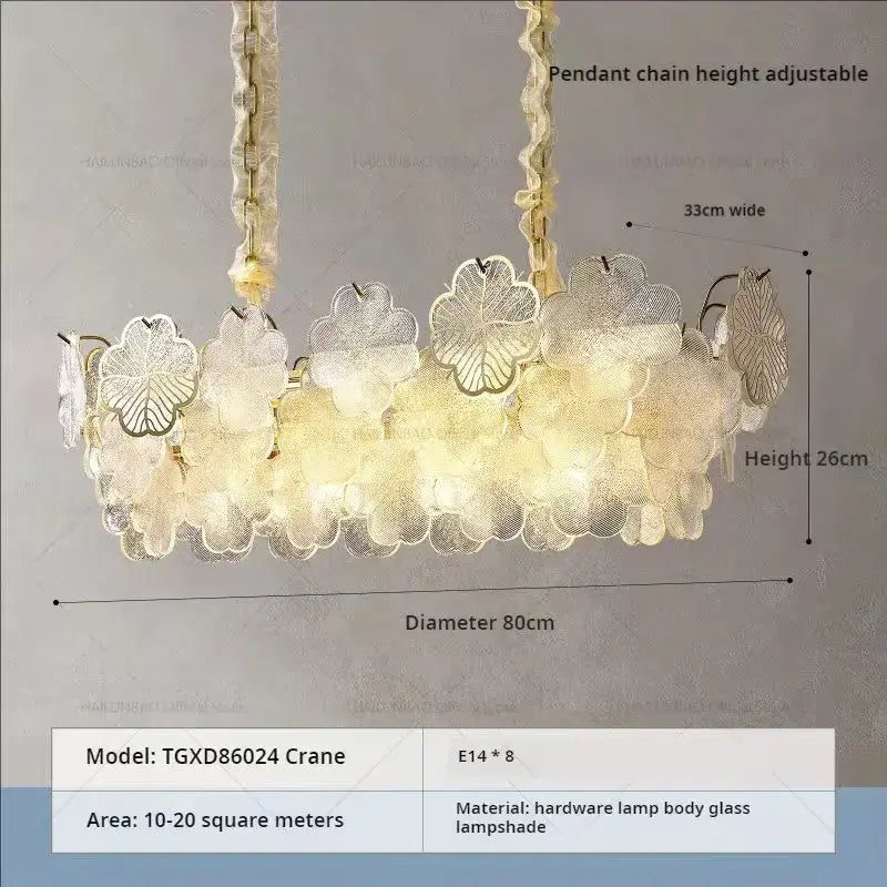 French modern gold crystal chandelier living room glass petal light