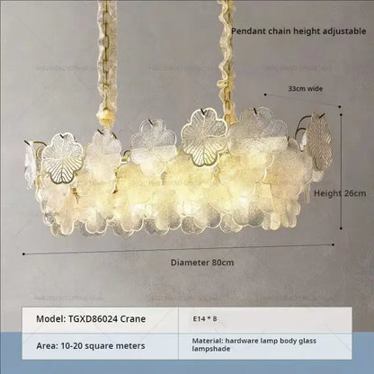 French modern gold crystal chandelier living room glass petal light