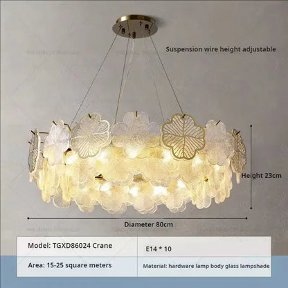 French modern gold crystal chandelier living room glass petal light