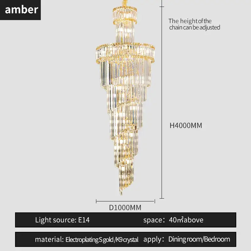 French gold crystal chandelier dining room cascading light