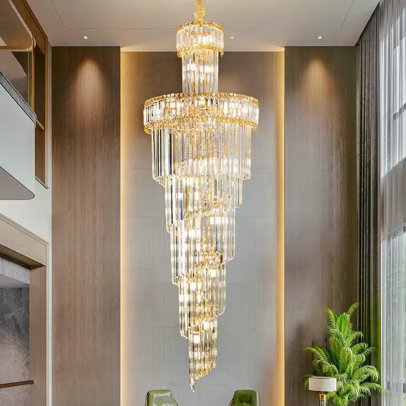 French gold crystal chandelier dining room cascading light