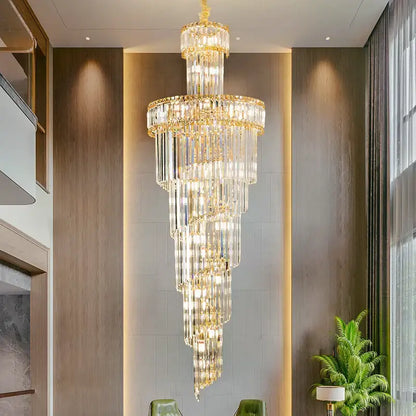French gold crystal chandelier dining room cascading light