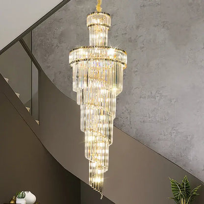 French gold crystal chandelier dining room cascading light