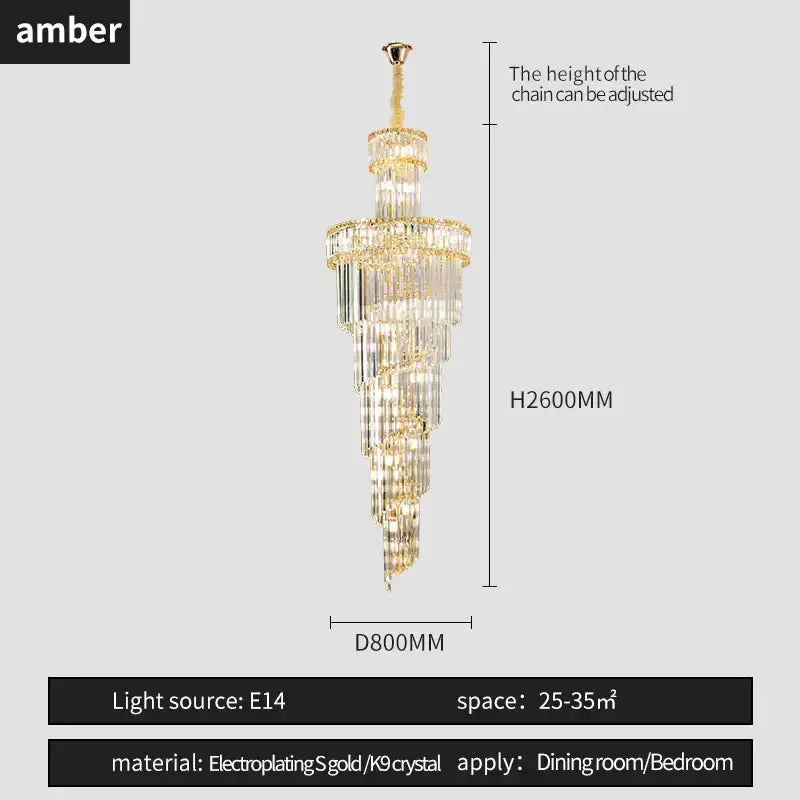 French gold crystal chandelier dining room cascading light
