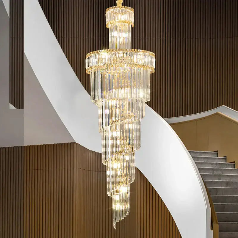 French gold crystal chandelier dining room cascading light