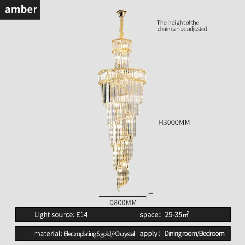 French gold crystal chandelier dining room cascading light