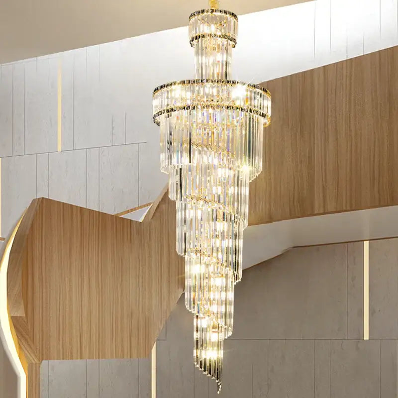 French gold crystal chandelier dining room cascading light