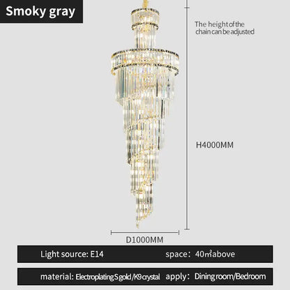 French gold crystal chandelier dining room cascading light