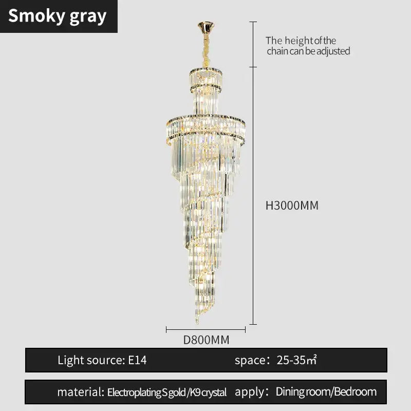 French gold crystal chandelier dining room cascading light