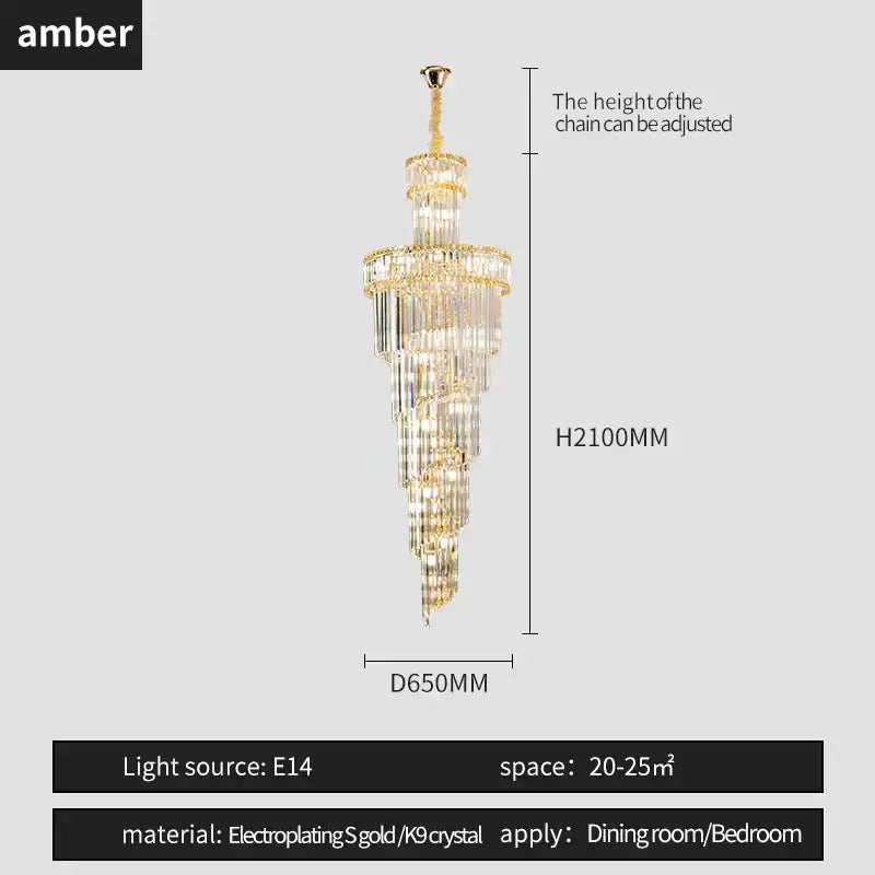 French gold crystal chandelier dining room cascading light