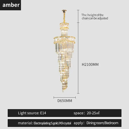 French gold crystal chandelier dining room cascading light