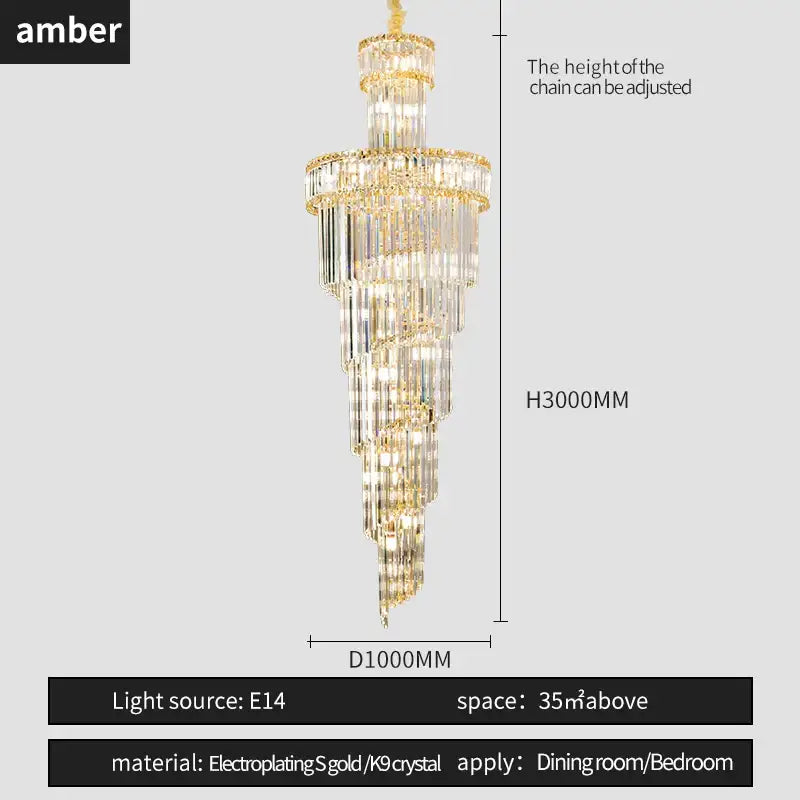 French gold crystal chandelier dining room cascading light
