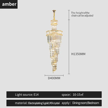 French gold crystal chandelier dining room cascading light