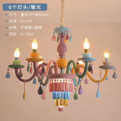 Pastel crystal chandelier for girl bedroom lighting