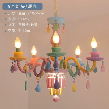 Pastel crystal chandelier for girl bedroom lighting