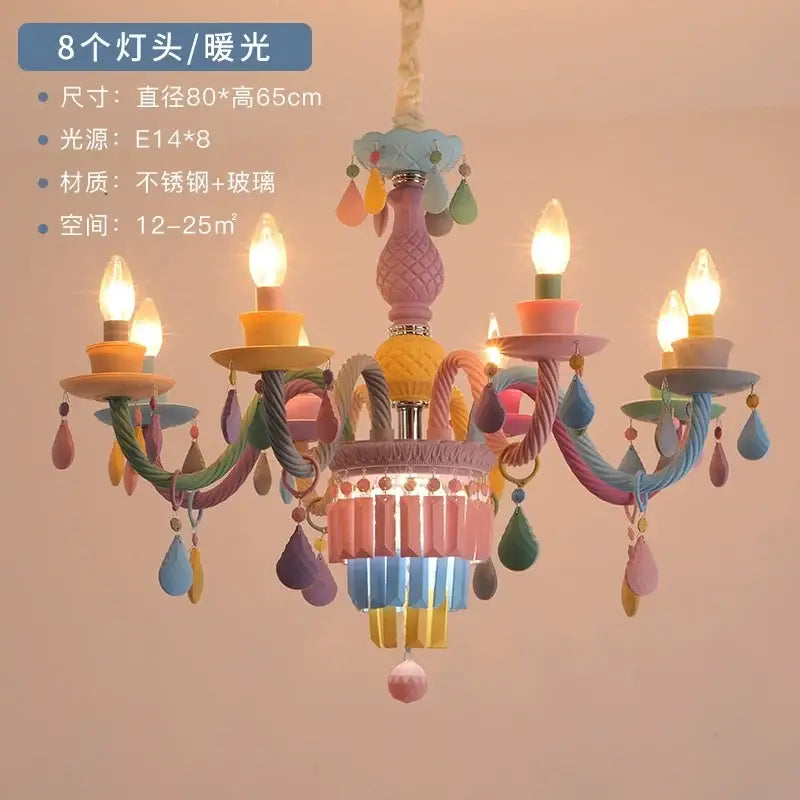 Pastel crystal chandelier for girl bedroom lighting