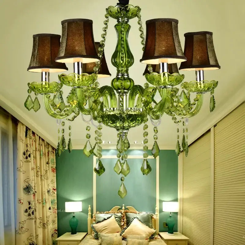 Glamorous emerald green crystal chandelier for bedroom
