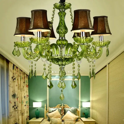 Glamorous emerald green crystal chandelier for bedroom