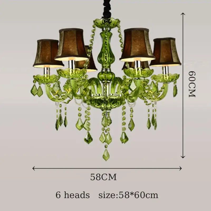 Glamorous emerald green crystal chandelier for bedroom