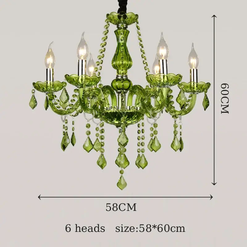 Glamorous emerald green crystal chandelier for bedroom