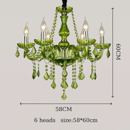 Glamorous emerald green crystal chandelier for bedroom