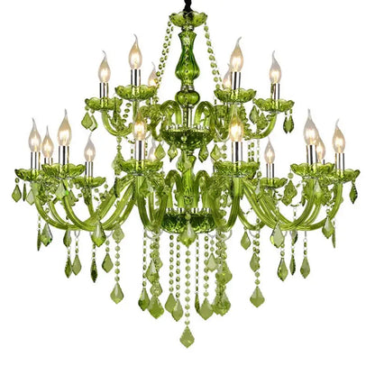 Glamorous emerald green crystal chandelier for bedroom
