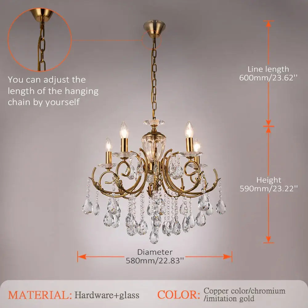 Luxury gold crystal chandelier for dining room lighting