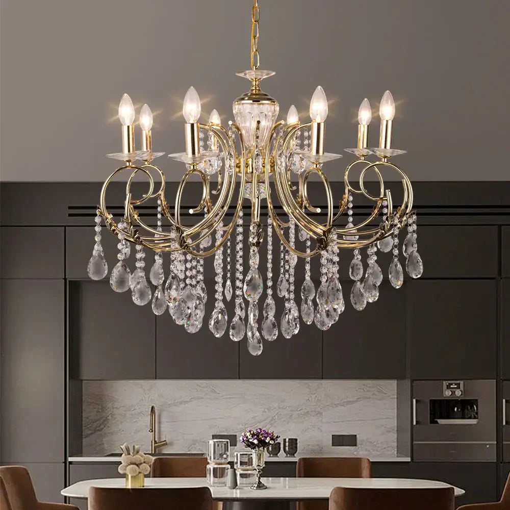 Luxury gold crystal chandelier for dining room lighting