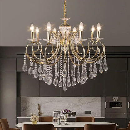 Luxury gold crystal chandelier for dining room lighting