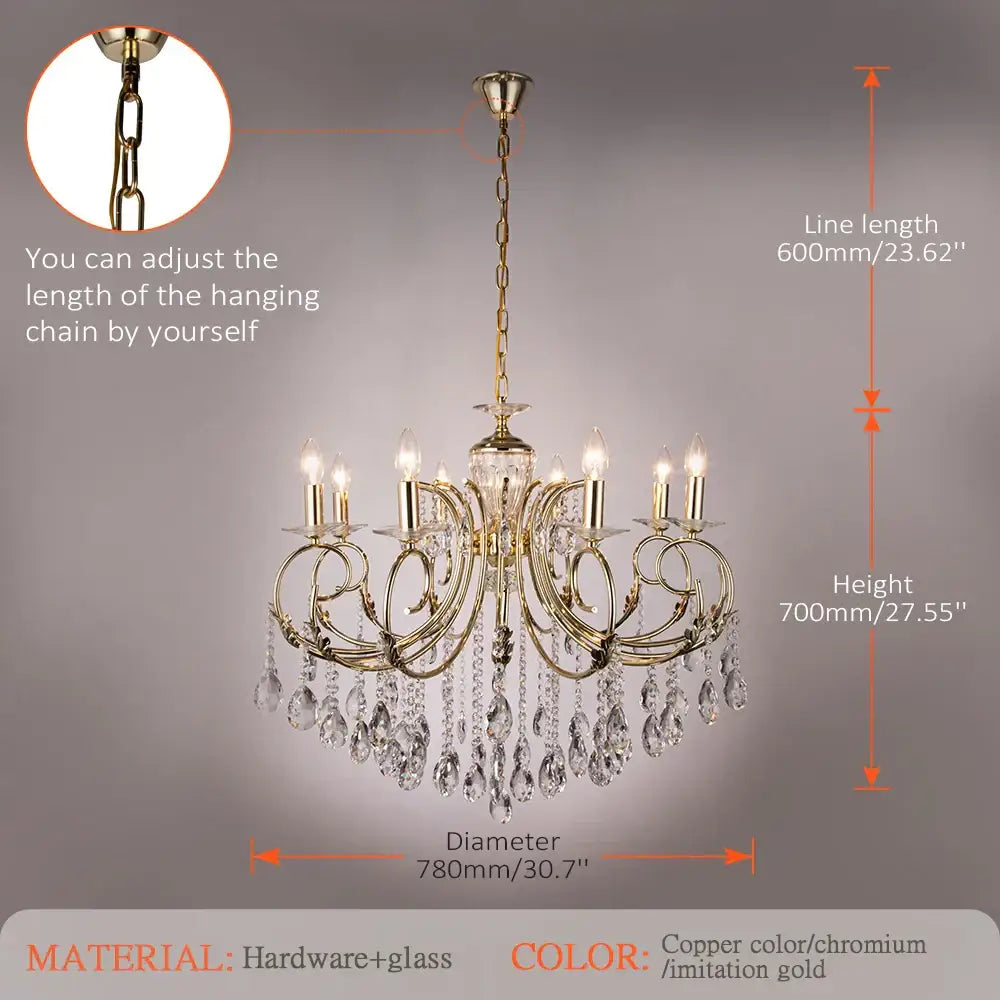 Luxury gold crystal chandelier for dining room lighting