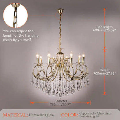Luxury gold crystal chandelier for dining room lighting
