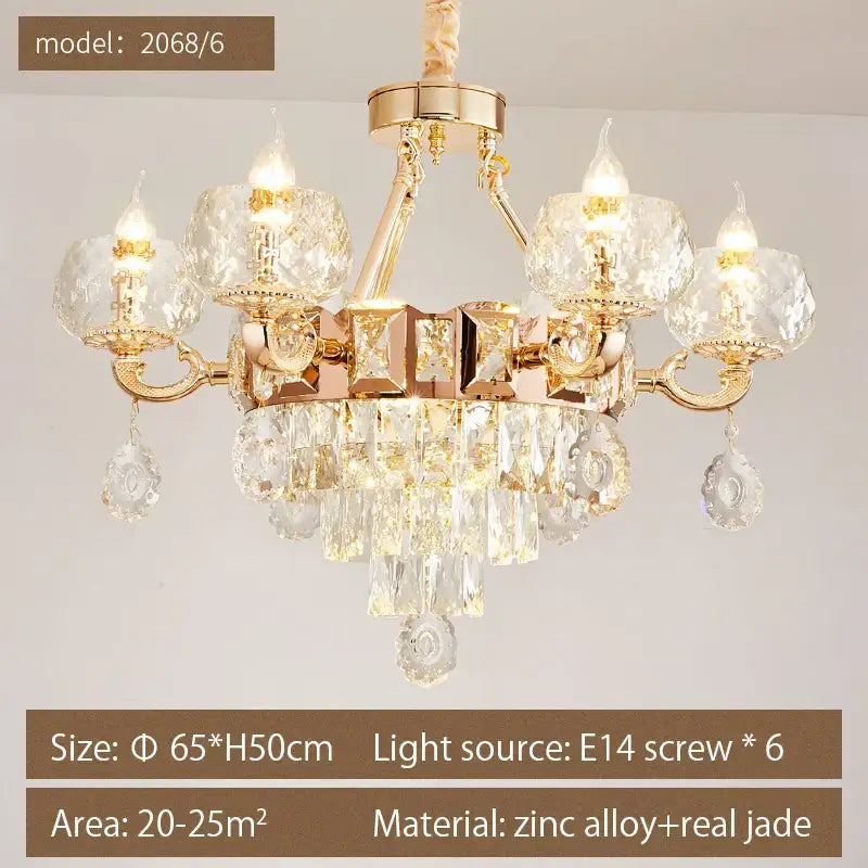 European gold crystal chandelier living room light