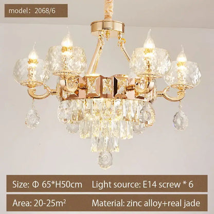 European gold crystal chandelier living room light