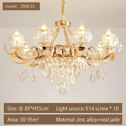 European gold crystal chandelier living room light
