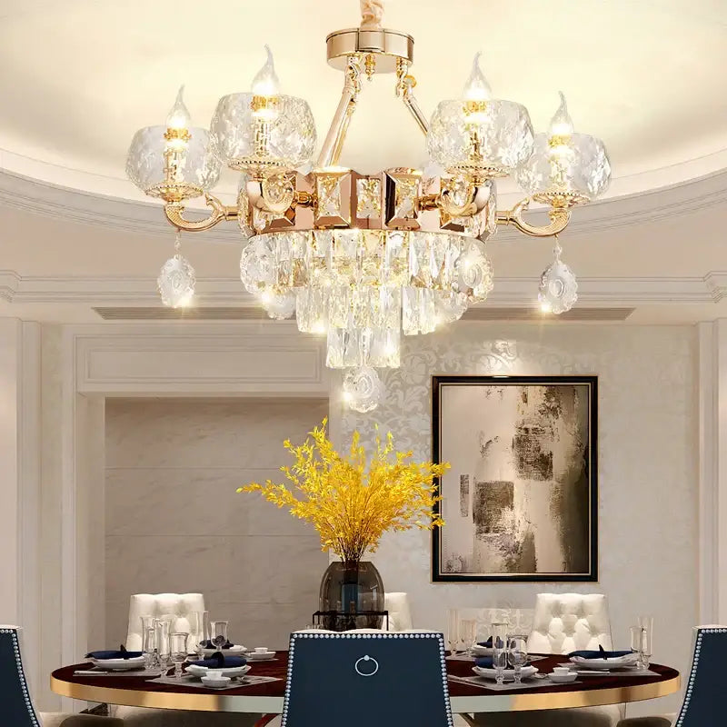 European gold crystal chandelier living room light
