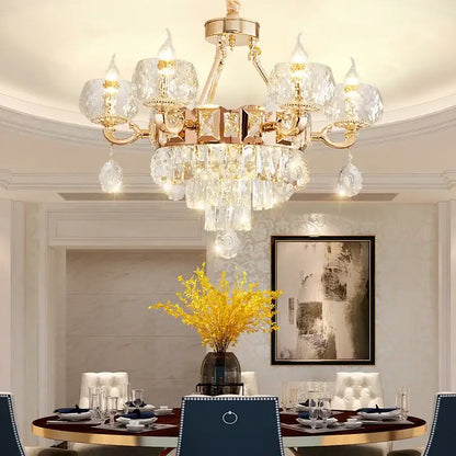 European gold crystal chandelier living room light