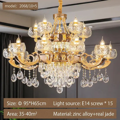 European gold crystal chandelier living room light