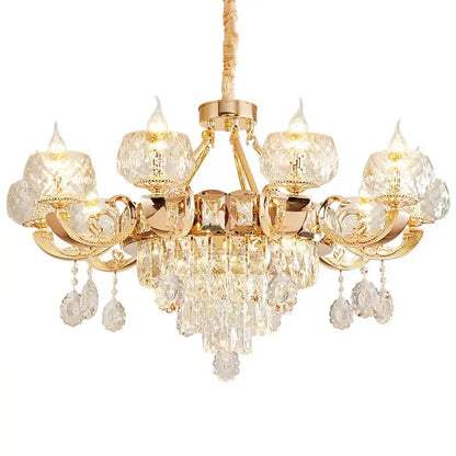 European gold crystal chandelier living room light