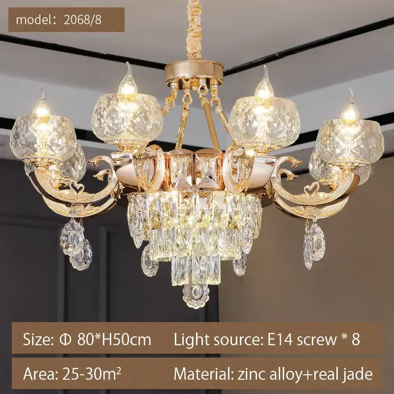 European gold crystal chandelier living room light