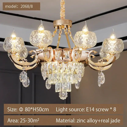 European gold crystal chandelier living room light