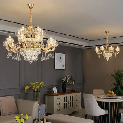 European gold crystal chandelier living room light